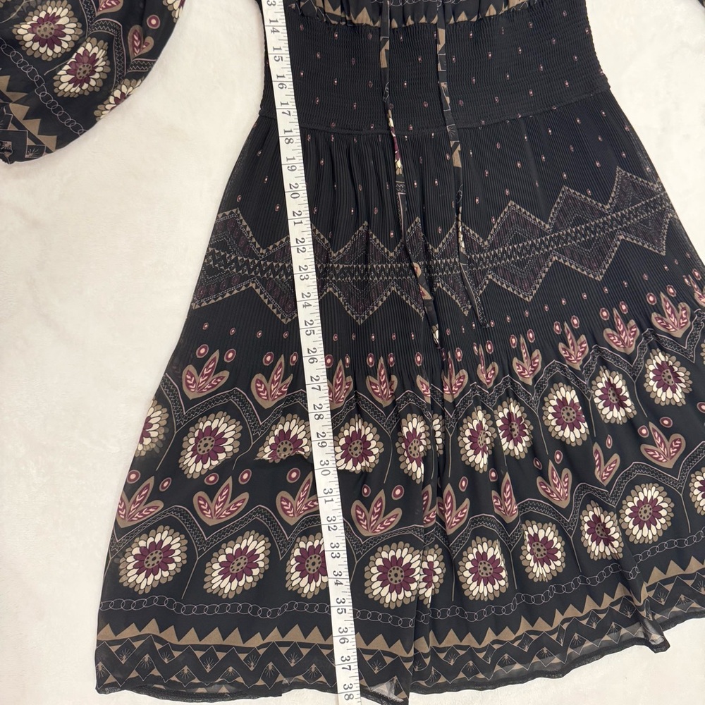 Zara Basic Boho Floral Smocked Dress - Size L - Picture 8 of 15